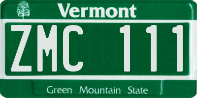 VT license plate ZMC111