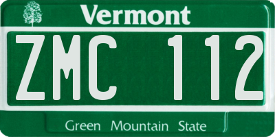 VT license plate ZMC112