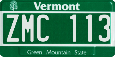 VT license plate ZMC113