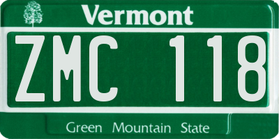 VT license plate ZMC118