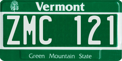 VT license plate ZMC121