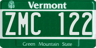 VT license plate ZMC122
