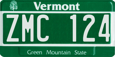 VT license plate ZMC124