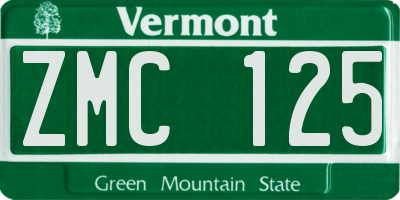 VT license plate ZMC125