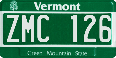 VT license plate ZMC126