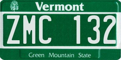 VT license plate ZMC132
