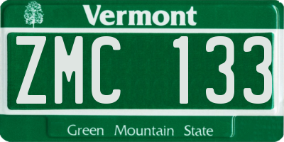 VT license plate ZMC133