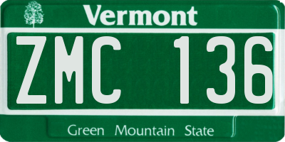 VT license plate ZMC136