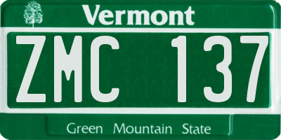 VT license plate ZMC137