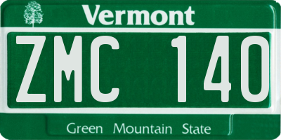 VT license plate ZMC140