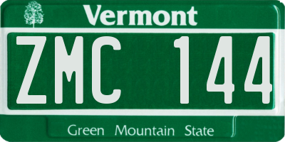 VT license plate ZMC144