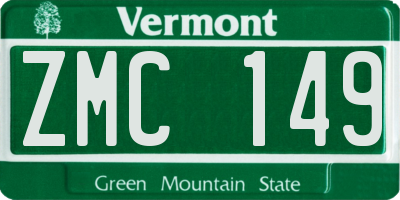 VT license plate ZMC149
