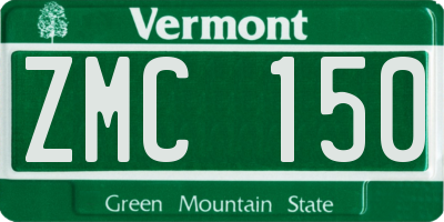 VT license plate ZMC150