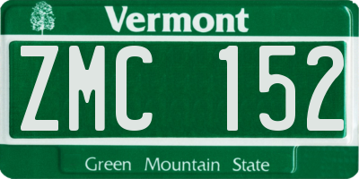 VT license plate ZMC152