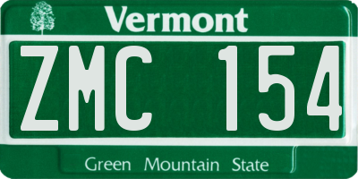 VT license plate ZMC154