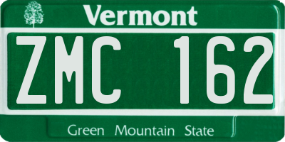 VT license plate ZMC162