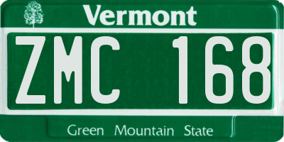 VT license plate ZMC168