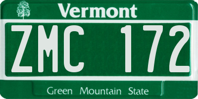 VT license plate ZMC172