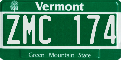 VT license plate ZMC174