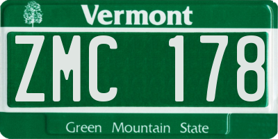 VT license plate ZMC178
