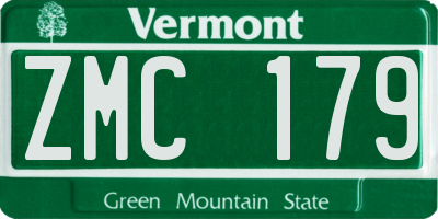 VT license plate ZMC179