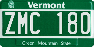 VT license plate ZMC180