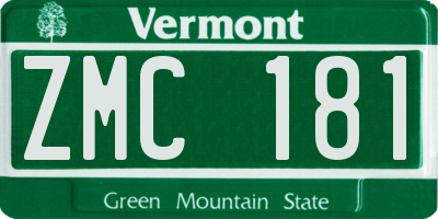 VT license plate ZMC181