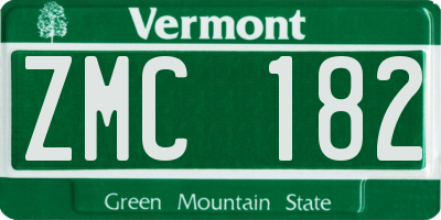 VT license plate ZMC182