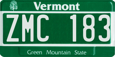 VT license plate ZMC183