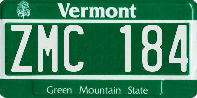 VT license plate ZMC184