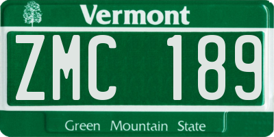 VT license plate ZMC189