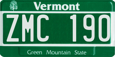 VT license plate ZMC190
