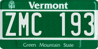 VT license plate ZMC193