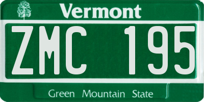 VT license plate ZMC195