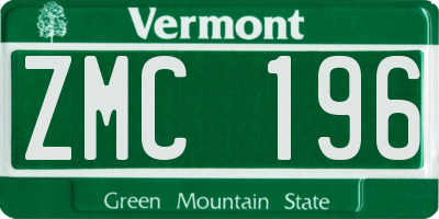 VT license plate ZMC196