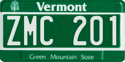 VT license plate ZMC201