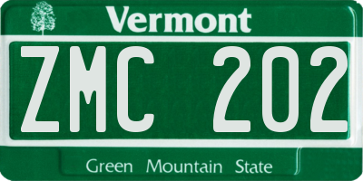 VT license plate ZMC202