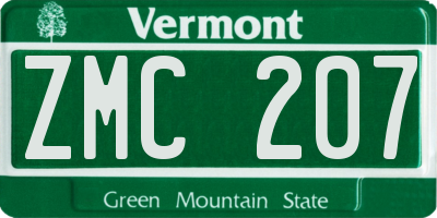 VT license plate ZMC207