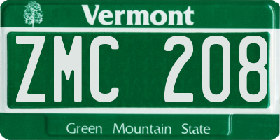 VT license plate ZMC208