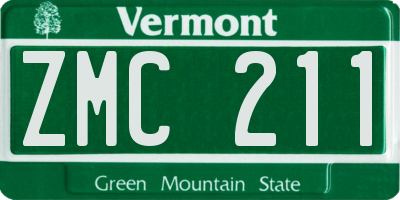 VT license plate ZMC211