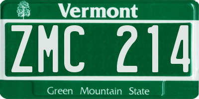 VT license plate ZMC214