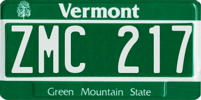VT license plate ZMC217