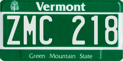 VT license plate ZMC218