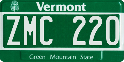 VT license plate ZMC220