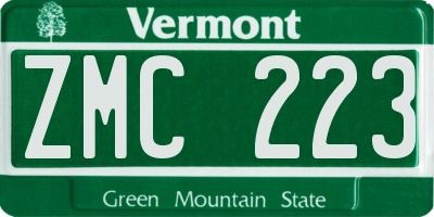 VT license plate ZMC223