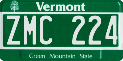 VT license plate ZMC224