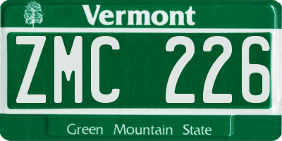 VT license plate ZMC226