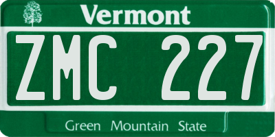 VT license plate ZMC227