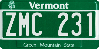VT license plate ZMC231