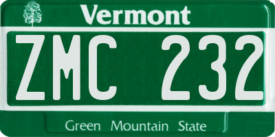 VT license plate ZMC232